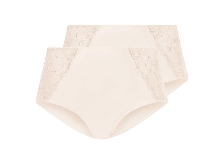 Lot de 2 culottes taille haute couleur chair avec empiècements en dentelle