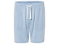 Short rayé bleu avec une taille élastique.