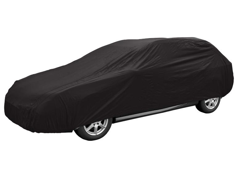 Housse de voiture noire sur fond blanc.