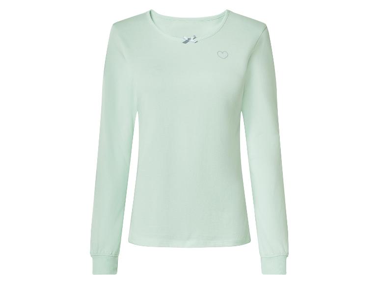 T-shirt à manches longues en coton pour femme vert menthe avec nœud et cœur