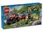 LEGO City camion de pompiers 4x4 avec un bateau et des minifigurines.