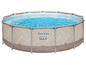 Piscine ronde Bestway Steel Pro MAX avec un motif géométrique.