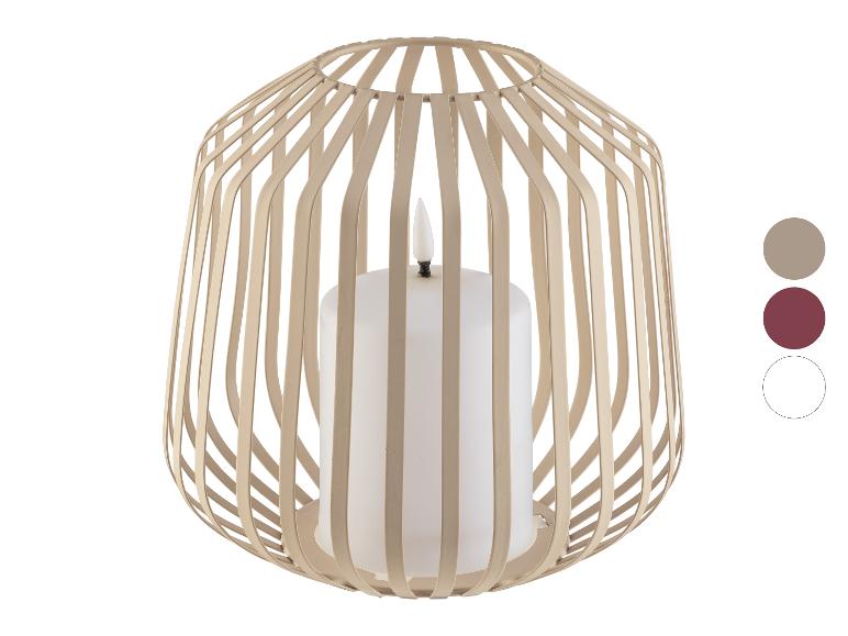 Bougie LED dans corbeille métallique