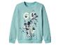Sweat-shirt turquoise avec imprimé de personnages de dessins animés et texte blanc