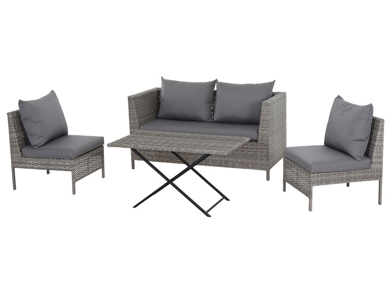 Ensemble de mobilier de jardin avec une causeuse, deux chaises et une table