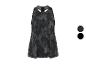 Robe de sport sans manches pour femme, motif tie-dye gris et noir.