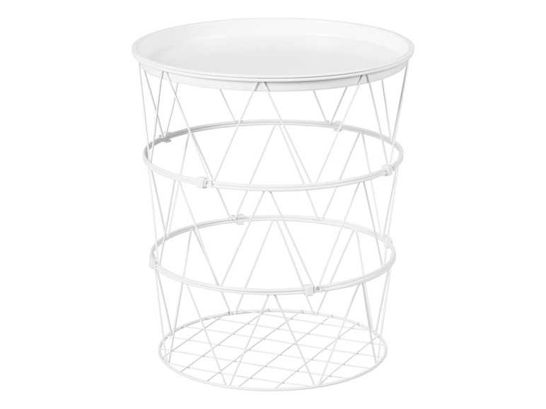 Panier de rangement rond en métal blanc avec couvercle