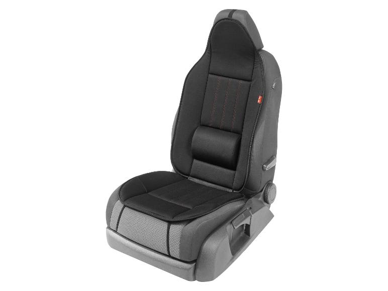 Housse de siège de voiture noire avec surpiqûres rouges et coussin lombaire