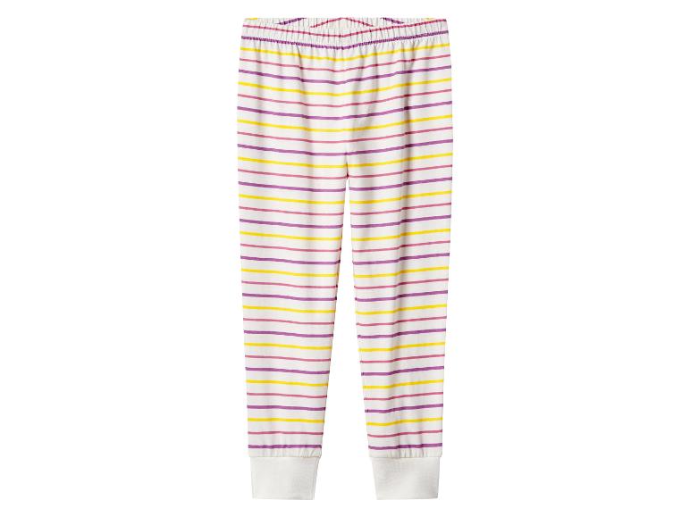 Pantalon de pyjama blanc rayé avec des rayures violettes, roses et jaunes