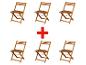 Six chaises pliantes en bois pour extérieur.