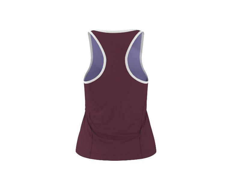 Débardeur femme bordeaux avec doublure violette, vue arrière.