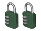 Deux cadenas verts avec des chiffres argentés.