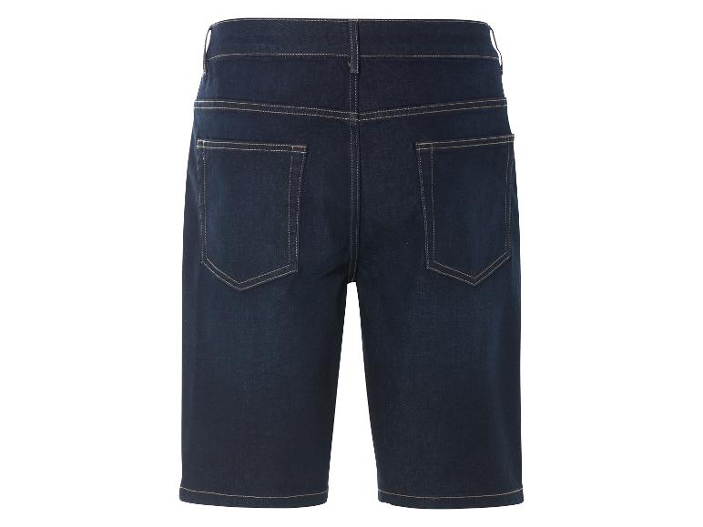 Shorts en jean bleu foncé, vue arrière.
