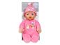 Poupée en peluche Baby Born avec une tenue rose et un bonnet.