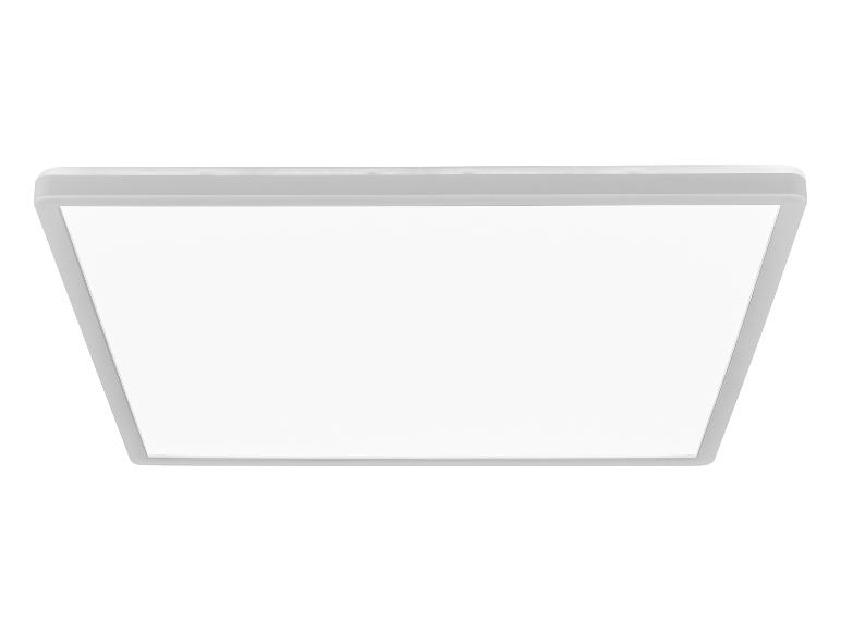 Un plafonnier LED carré blanc.