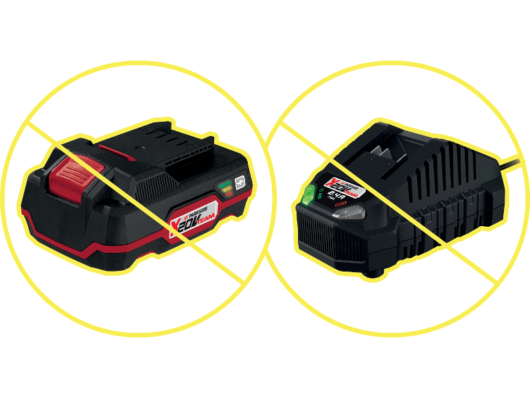 Chargeur et batterie Parkside X20V Team incompatibles.