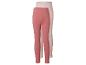 Deux paires de leggings pour enfants, un rose uni et un rose clair à pois.