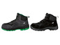 Deux paires de chaussures de travail noires avec une semelle verte