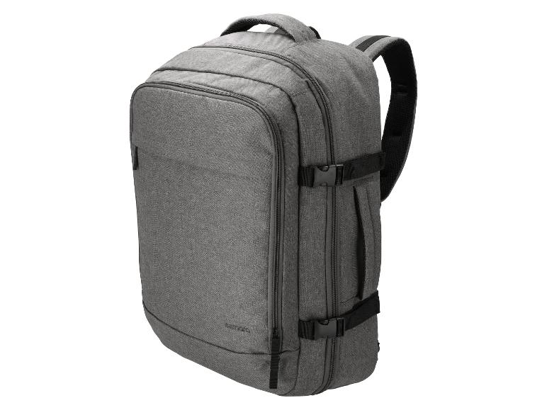 Sac à dos de voyage gris avec bretelles rembourrées et sangles de compression