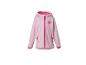Veste softshell rose pour enfant avec capuche et l'inscription 'GO OUTSIDE AND EXPLORE'