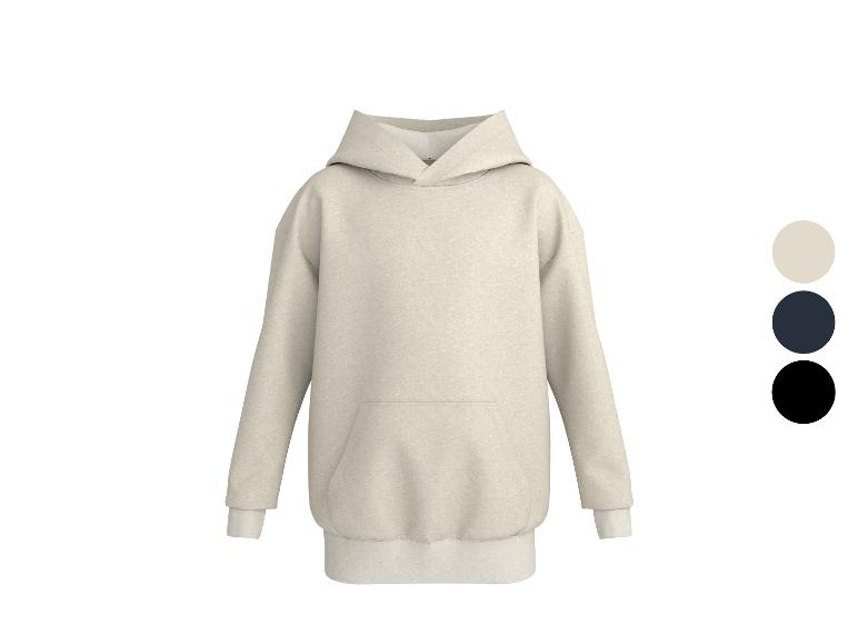 Sweat à capuche beige avec poche kangourou, avec options de couleur : beige, bleu marine et noir.