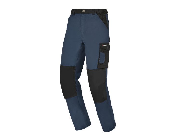 Pantalon de travail Parkside avec renforts noirs.