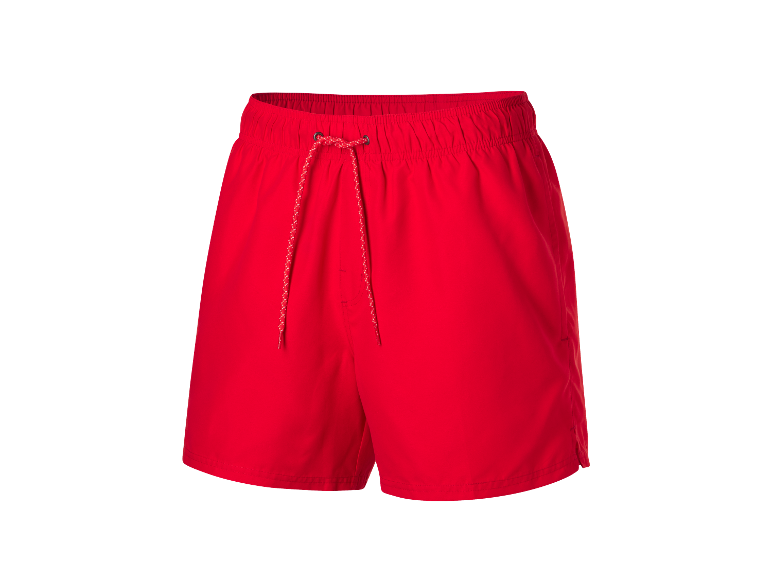 Short de bain rouge vif avec cordon de serrage.