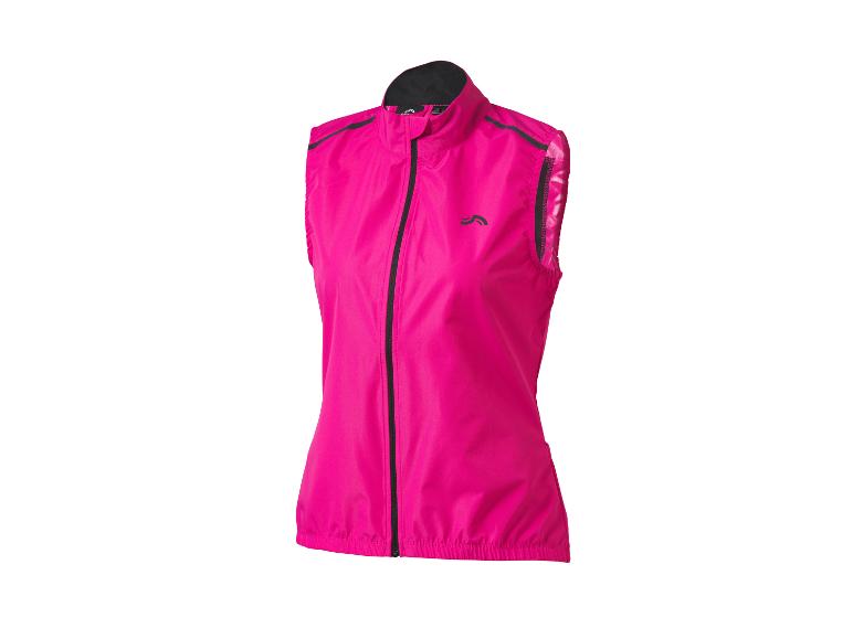 Veste de sport rose sans manches avec fermeture éclair et bordure noires