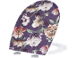 Abattant de toilettes à motif floral violet, blanc et marron