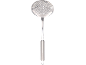 Écumoire en acier inoxydable avec tête perforée et boucle de suspension sur le manche.