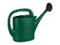 Arrosoir vert avec pommeau noir et échelle de mesure sur le côté