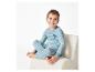 Pyjama rayé bleu clair pour enfant avec motif ourson.