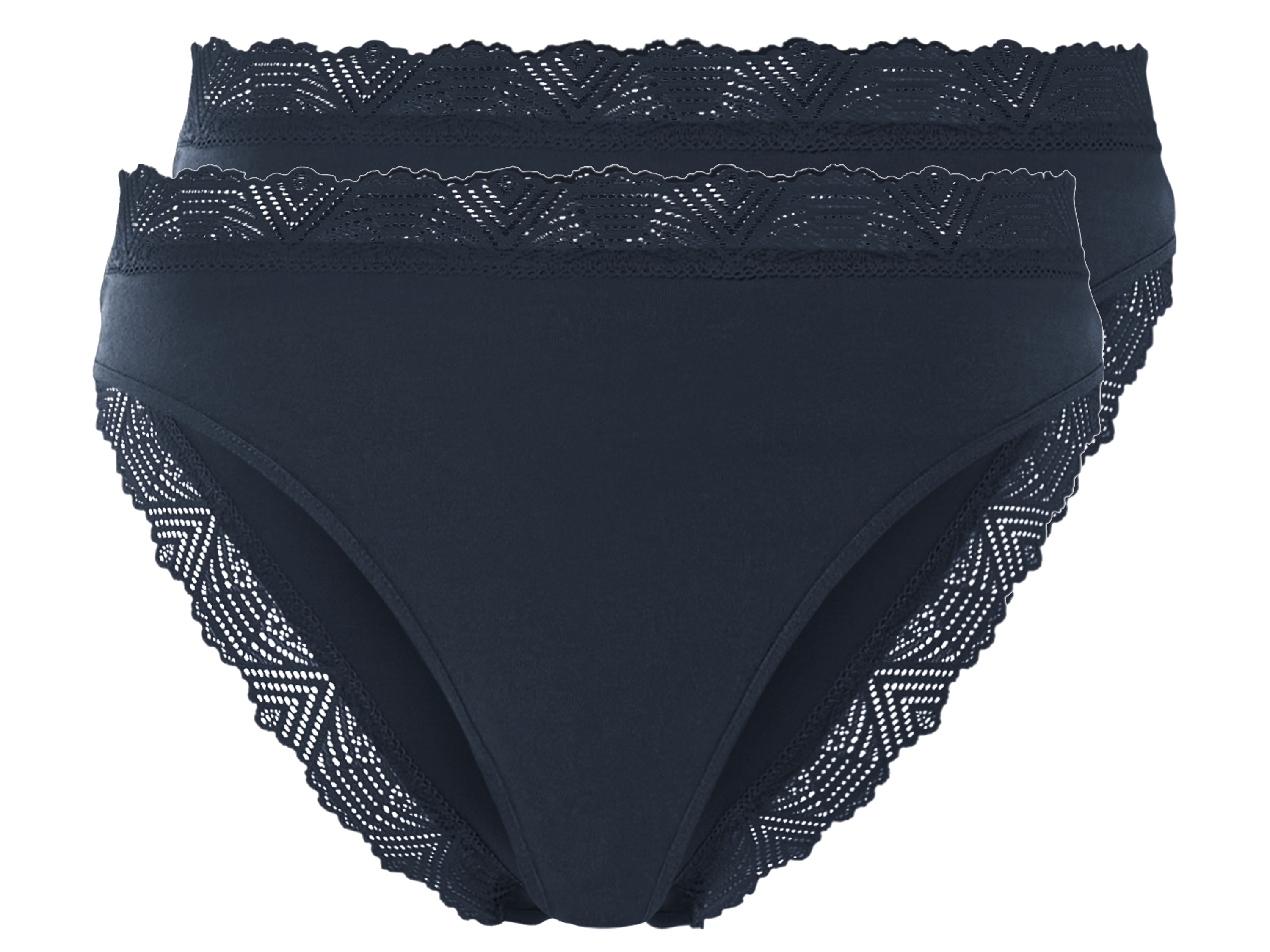 esmara® Lot de 2 culottes à dentelle femme (bleu foncé, M (38/40))