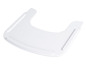 Un plateau de chaise haute pour bébé blanc en forme de U.