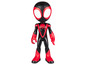 Une figurine Spider-Man noire et rouge.