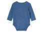 Un body bébé bleu à manches longues.