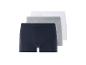 Trois boxers : bleu marine, gris et blanc.