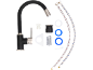 Robinet de cuisine noir avec bec flexible et accessoires d'installation