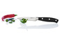 Un couteau de cuisine Livarno Home coupe un piment vert.