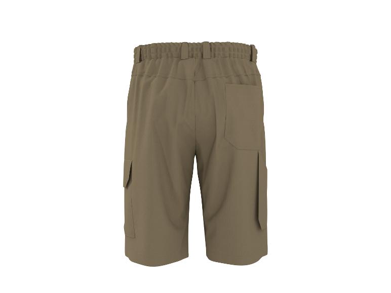 Shorts cargo kaki avec taille élastique et poches latérales, vue arrière.