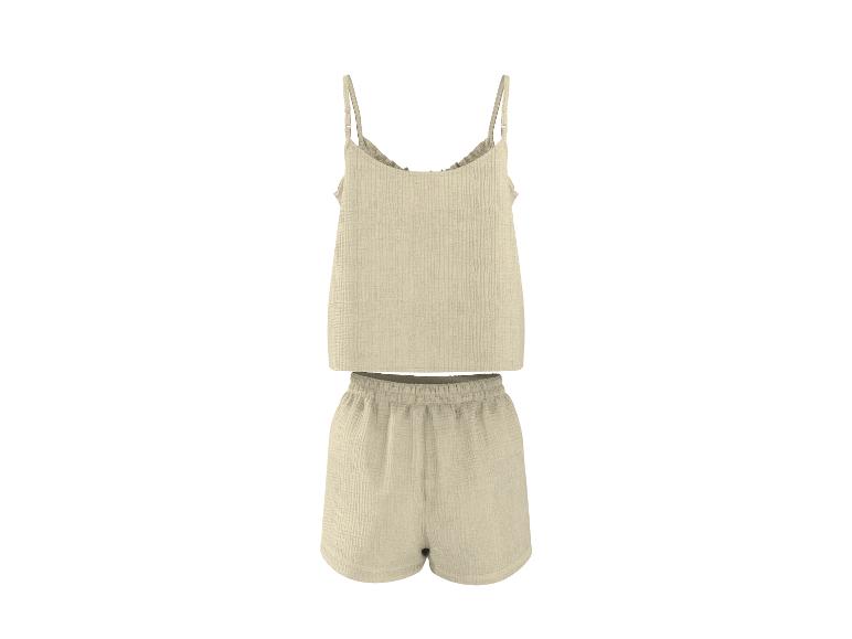 Ensemble de pyjama deux pièces beige avec débardeur à fines bretelles et short
