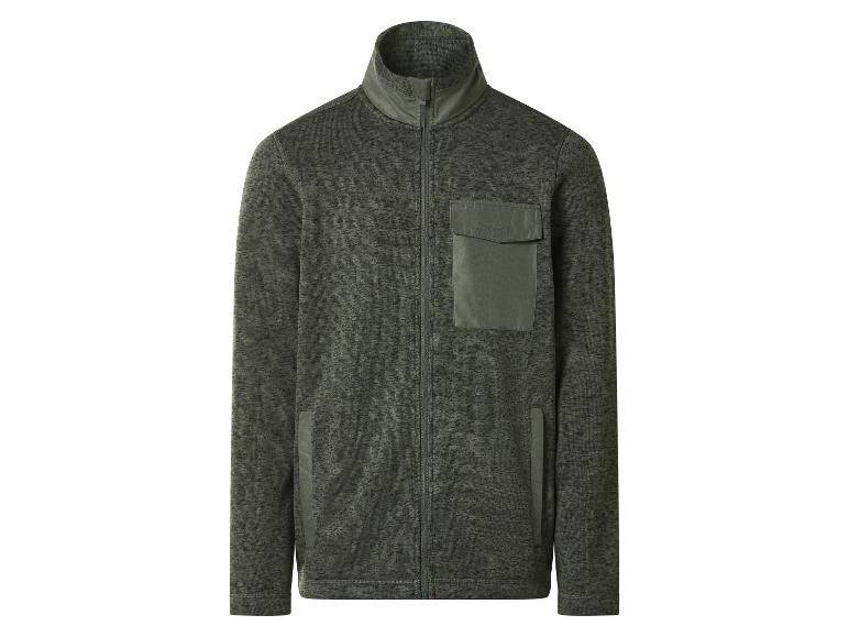 Veste polaire verte pour homme avec fermeture éclair et poche poitrine