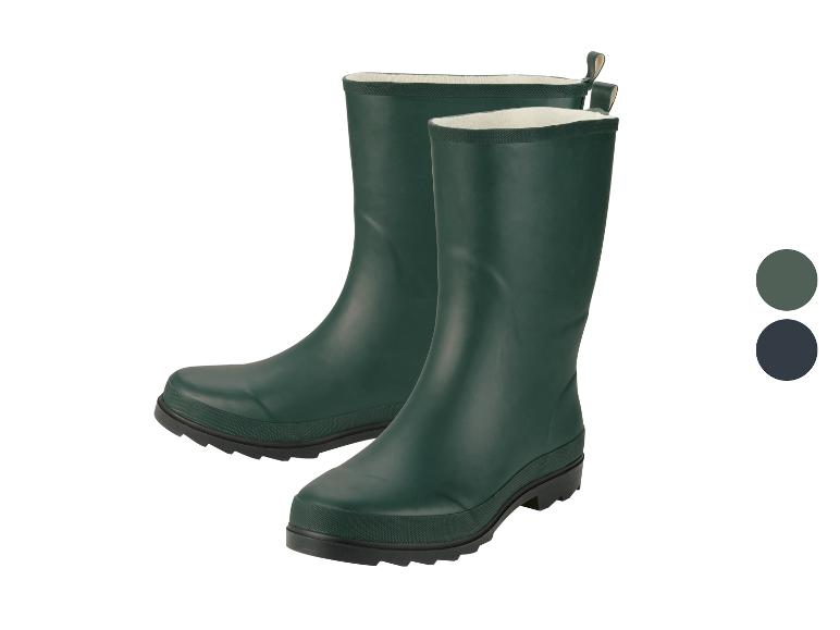Paire de bottes en caoutchouc vert foncé avec doublure en polaire blanche