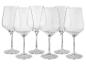 Ensemble de six verres à vin transparents.