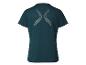 Un t-shirt vert foncé avec des bandes réfléchissantes au dos.