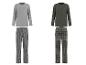 Pyjamas homme à manches longues, avec pantalons rayés et à carreaux.