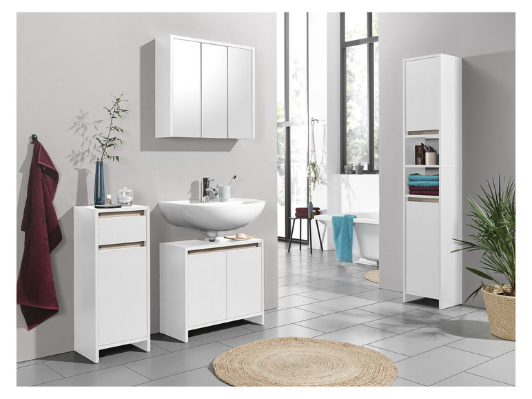 Aller en mode plein écran : LIVARNO home Armoire de salle de bain avec miroir Oslo, 65 x 60 x 17 cm, blanche - Image 3