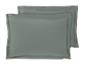 Ensemble de deux oreillers gris-vert avec bordure décorative