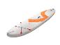 Planche de paddle gonflable, design blanc et orange.