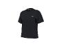 T-shirt de sport noir à manches courtes avec un petit logo sur la poitrine.